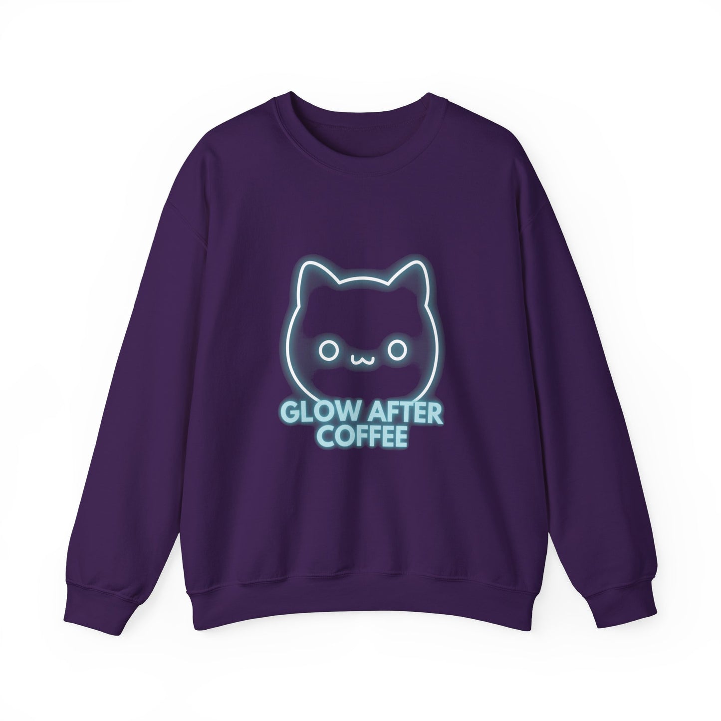 Blue Cat Glow After Coffee Unisex Heavy Blend™ Crewneck Sweatshirt