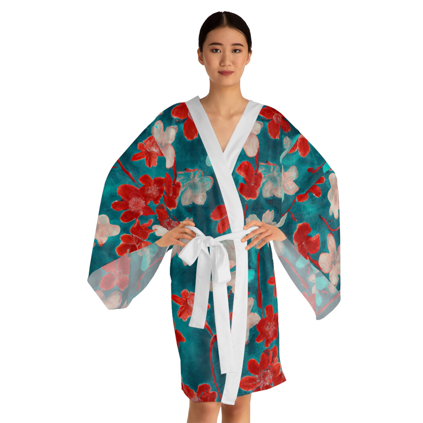 Japanese Sakura Long Sleeve Kimono Robe