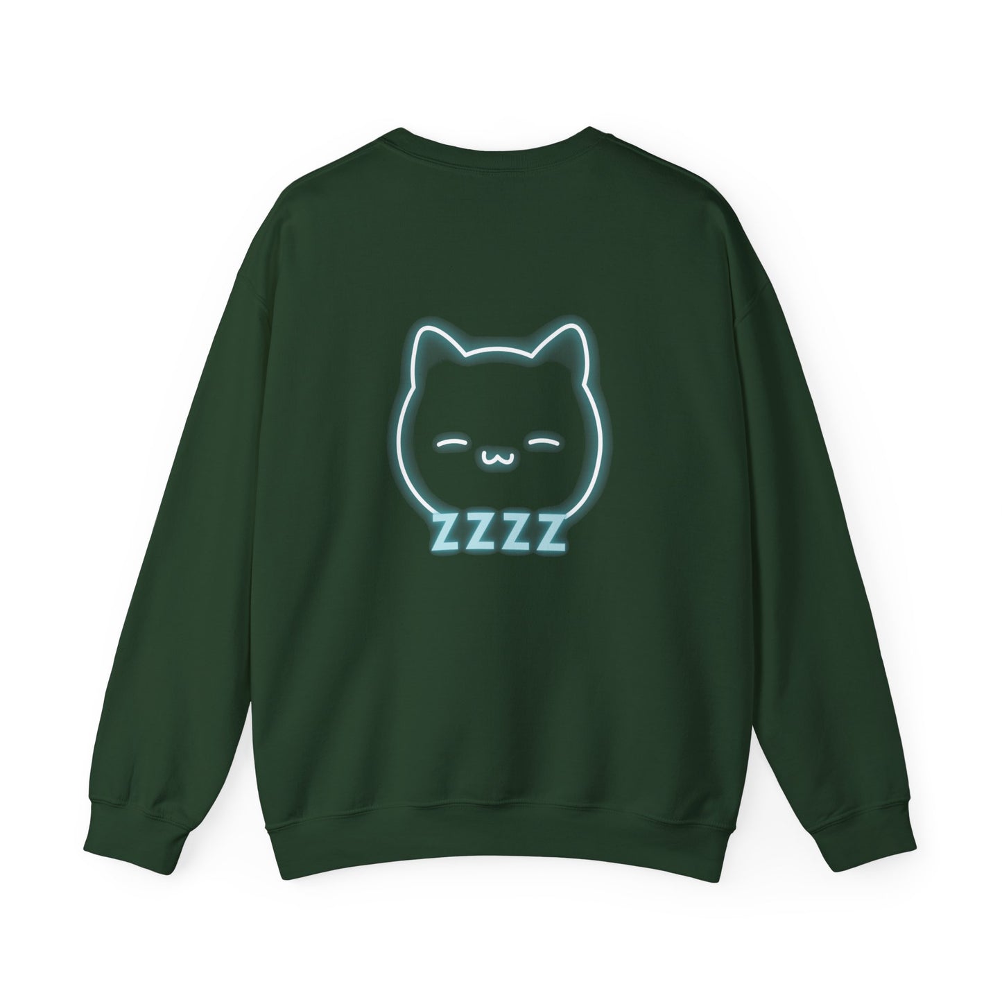 Blue Cat Glow After Coffee Unisex Heavy Blend™ Crewneck Sweatshirt