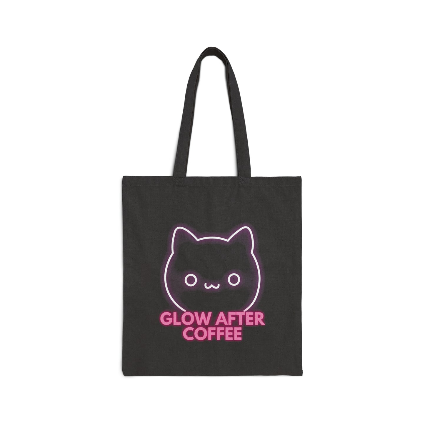 Glow After Coffee Pink Cat Cotton Canvas Tote Bag